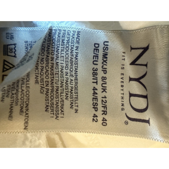 NYDJ‎ Sheri Slim Jeans Women's 8 White Stretch Denim Ankle Length NWT Flaw - Picture 7 of 11